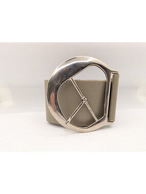 Y2K belt Leather wide large silver buckle made in Germany Size 36''